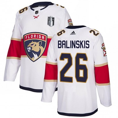 Men's Authentic Florida Panthers Uvis Balinskis Adidas Away 2023 Stanley Cup Final Jersey - White