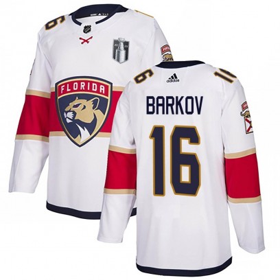 Men's Authentic Florida Panthers Aleksander Barkov Adidas Away 2023 Stanley Cup Final Jersey - White