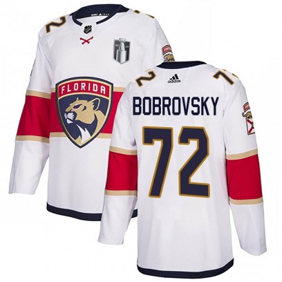 Men's Authentic Florida Panthers Sergei Bobrovsky Adidas Away 2023 Stanley Cup Final Jersey - White