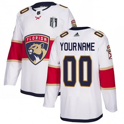 Men's Authentic Florida Panthers Custom Adidas Custom Away 2023 Stanley Cup Final Jersey - White