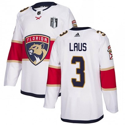 Men's Authentic Florida Panthers Paul Laus Adidas Away 2023 Stanley Cup Final Jersey - White