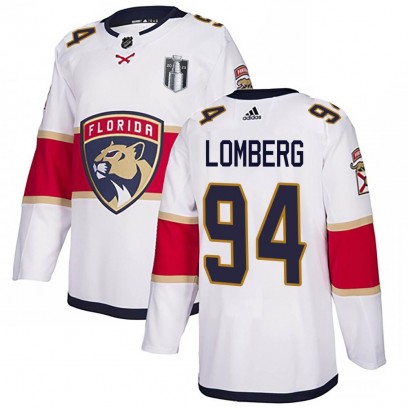 Men's Authentic Florida Panthers Ryan Lomberg Adidas Away 2023 Stanley Cup Final Jersey - White