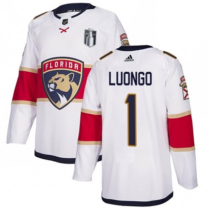 Men's Authentic Florida Panthers Roberto Luongo Adidas Away 2023 Stanley Cup Final Jersey - White
