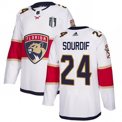 Men's Authentic Florida Panthers Justin Sourdif Adidas Away 2023 Stanley Cup Final Jersey - White
