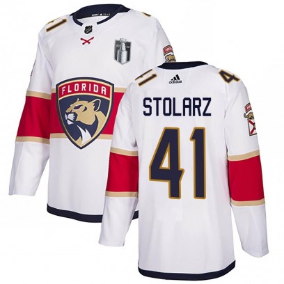 Men's Authentic Florida Panthers Anthony Stolarz Adidas Away 2023 Stanley Cup Final Jersey - White