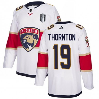 Men's Authentic Florida Panthers Joe Thornton Adidas Away 2023 Stanley Cup Final Jersey - White