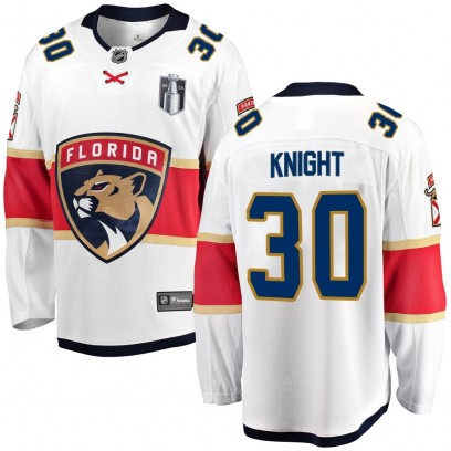 Men's Breakaway Florida Panthers Spencer Knight Fanatics Branded Away 2023 Stanley Cup Final Jersey - White