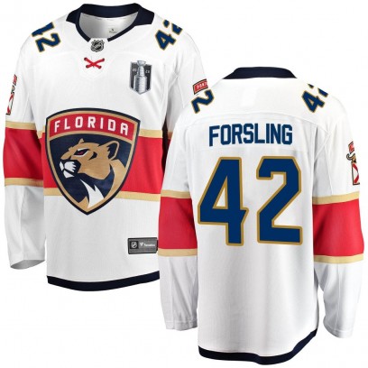 Youth Breakaway Florida Panthers Gustav Forsling Fanatics Branded Away 2023 Stanley Cup Final Jersey - White