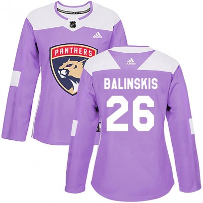 Women's Authentic Florida Panthers Uvis Balinskis Adidas Fights Cancer Practice Jersey - Purple