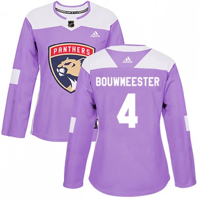Women's Authentic Florida Panthers Jay Bouwmeester Adidas Fights Cancer Practice Jersey - Purple