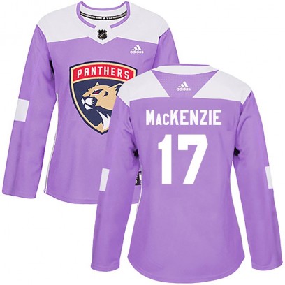 Women's Authentic Florida Panthers Derek Mackenzie Adidas Derek MacKenzie Fights Cancer Practice Jersey - Purple