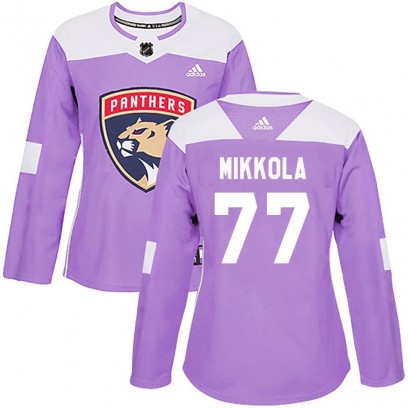 Women's Authentic Florida Panthers Niko Mikkola Adidas Fights Cancer Practice Jersey - Purple