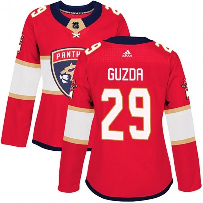 Women's Authentic Florida Panthers Mack Guzda Adidas Home Jersey - Red