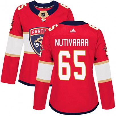 Women's Authentic Florida Panthers Markus Nutivaara Adidas Home Jersey - Red