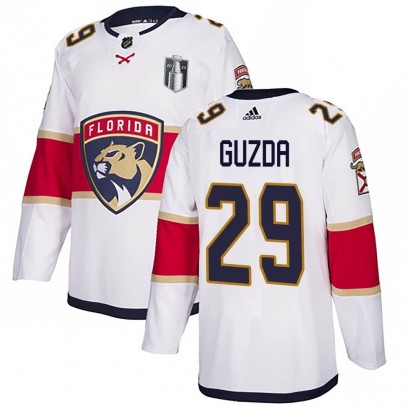 Youth Authentic Florida Panthers Mack Guzda Adidas Away 2023 Stanley Cup Final Jersey - White