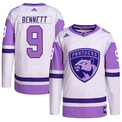 Men's Authentic Florida Panthers Sam Bennett Adidas Hockey Fights Cancer Primegreen Jersey - White/Purple