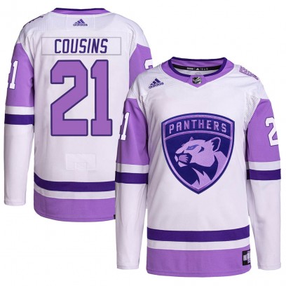 Men's Authentic Florida Panthers Nick Cousins Adidas Hockey Fights Cancer Primegreen Jersey - White/Purple