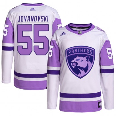 Men's Authentic Florida Panthers Ed Jovanovski Adidas Hockey Fights Cancer Primegreen Jersey - White/Purple