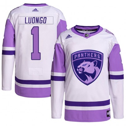 Men's Authentic Florida Panthers Roberto Luongo Adidas Hockey Fights Cancer Primegreen Jersey - White/Purple