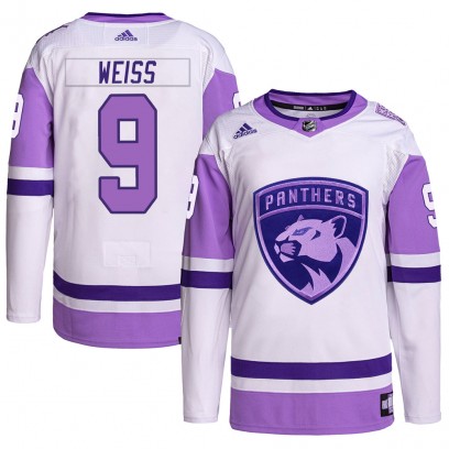 Men's Authentic Florida Panthers Stephen Weiss Adidas Hockey Fights Cancer Primegreen Jersey - White/Purple