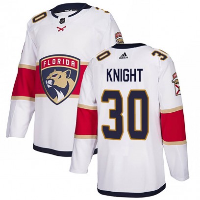 Men's Authentic Florida Panthers Spencer Knight Adidas Away Jersey - White