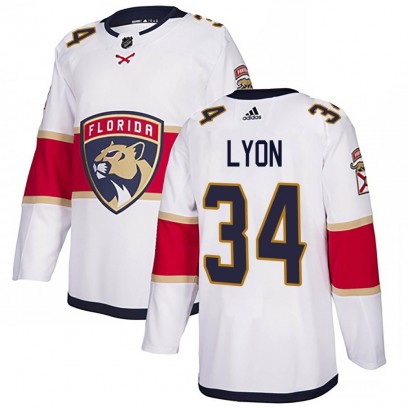 Men's Authentic Florida Panthers Alex Lyon Adidas Away Jersey - White