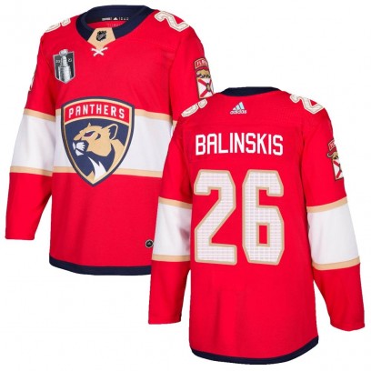 Men's Authentic Florida Panthers Uvis Balinskis Adidas Home 2023 Stanley Cup Final Jersey - Red