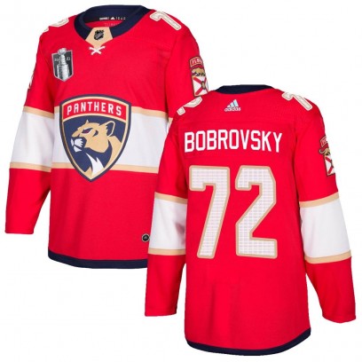 Men's Authentic Florida Panthers Sergei Bobrovsky Adidas Home 2023 Stanley Cup Final Jersey - Red