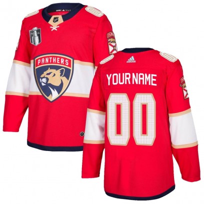 Men's Authentic Florida Panthers Custom Adidas Custom Home 2023 Stanley Cup Final Jersey - Red