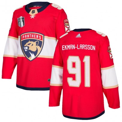 Men's Authentic Florida Panthers Oliver Ekman-Larsson Adidas Home 2023 Stanley Cup Final Jersey - Red