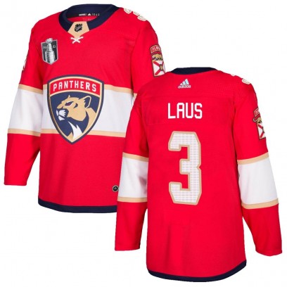 Men's Authentic Florida Panthers Paul Laus Adidas Home 2023 Stanley Cup Final Jersey - Red