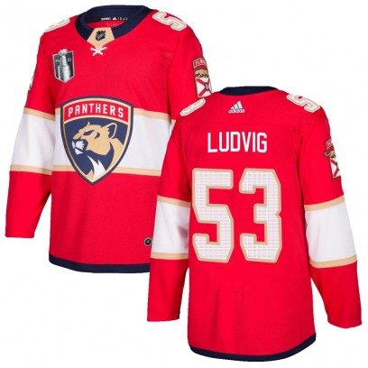 Men's Authentic Florida Panthers John Ludvig Adidas Home 2023 Stanley Cup Final Jersey - Red