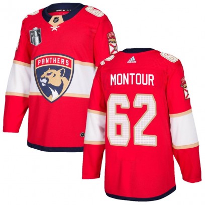 Men's Authentic Florida Panthers Brandon Montour Adidas Home 2023 Stanley Cup Final Jersey - Red