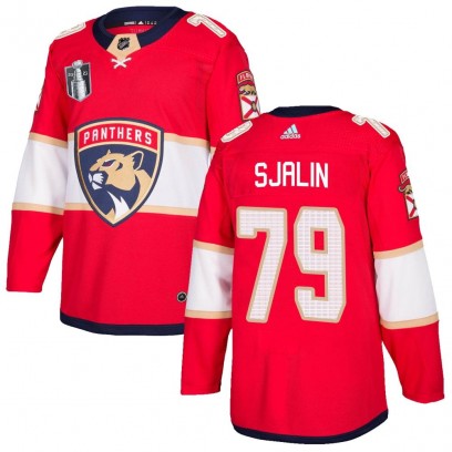 Men's Authentic Florida Panthers Calle Sjalin Adidas Home 2023 Stanley Cup Final Jersey - Red