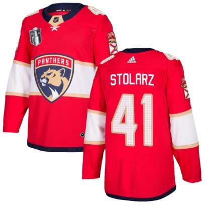 Men's Authentic Florida Panthers Anthony Stolarz Adidas Home 2023 Stanley Cup Final Jersey - Red