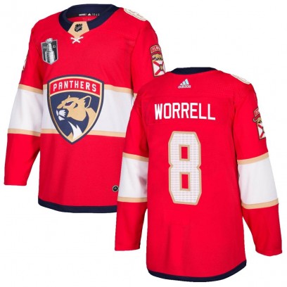 Men's Authentic Florida Panthers Peter Worrell Adidas Home 2023 Stanley Cup Final Jersey - Red