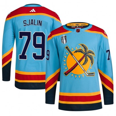Youth Authentic Florida Panthers Calle Sjalin Adidas Reverse Retro 2.0 2023 Stanley Cup Final Jersey - Light Blue