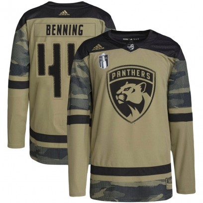 Men's Authentic Florida Panthers Mike Benning Adidas Military Appreciation Practice 2023 Stanley Cup Final Jersey - Camo