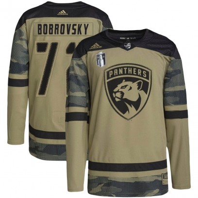 Men's Authentic Florida Panthers Sergei Bobrovsky Adidas Military Appreciation Practice 2023 Stanley Cup Final Jersey - Camo