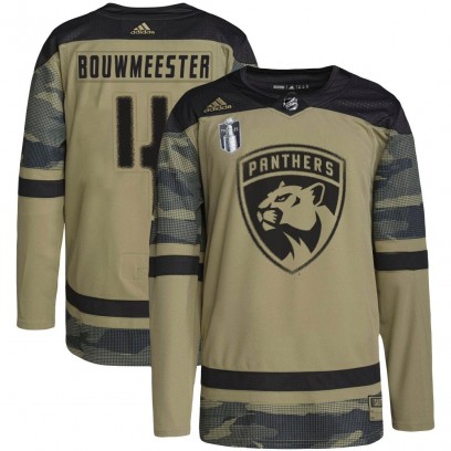 Men's Authentic Florida Panthers Jay Bouwmeester Adidas Military Appreciation Practice 2023 Stanley Cup Final Jersey - Camo