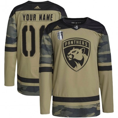Men's Authentic Florida Panthers Custom Adidas Custom Military Appreciation Practice 2023 Stanley Cup Final Jersey - Camo