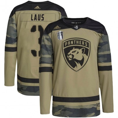 Men's Authentic Florida Panthers Paul Laus Adidas Military Appreciation Practice 2023 Stanley Cup Final Jersey - Camo