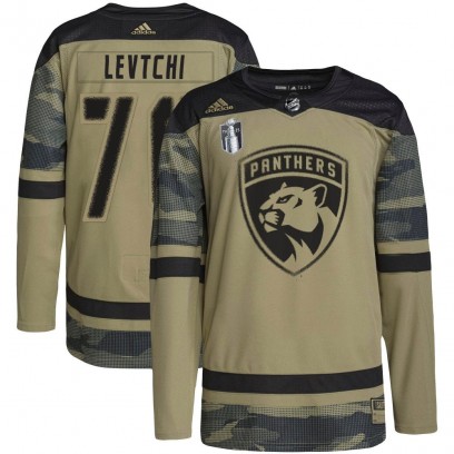 Men's Authentic Florida Panthers Anton Levtchi Adidas Military Appreciation Practice 2023 Stanley Cup Final Jersey - Camo