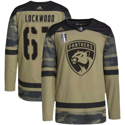 Men's Authentic Florida Panthers William Lockwood Adidas Military Appreciation Practice 2023 Stanley Cup Final Jersey - Camo
