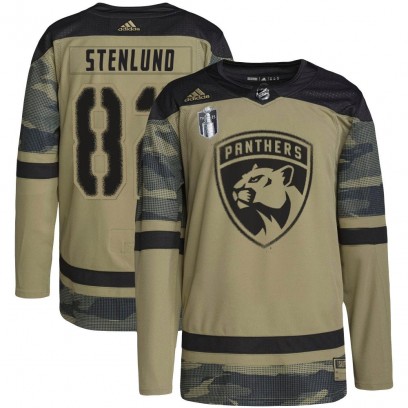 Men's Authentic Florida Panthers Kevin Stenlund Adidas Military Appreciation Practice 2023 Stanley Cup Final Jersey - Camo