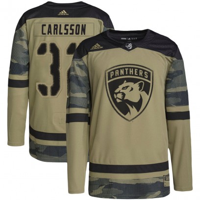 Men's Authentic Florida Panthers Lucas Carlsson Adidas Military Appreciation Practice Jersey - Camo