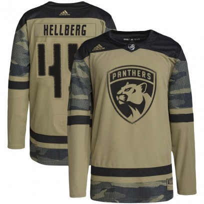 Men's Authentic Florida Panthers Magnus Hellberg Adidas Military Appreciation Practice Jersey - Camo
