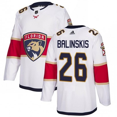 Youth Authentic Florida Panthers Uvis Balinskis Adidas Away Jersey - White