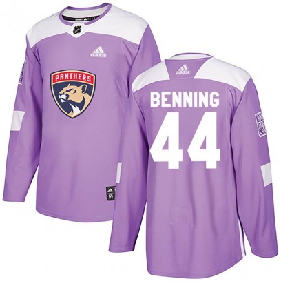 Men's Authentic Florida Panthers Mike Benning Adidas Fights Cancer Practice Jersey - Purple