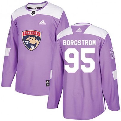 Men's Authentic Florida Panthers Henrik Borgstrom Adidas Fights Cancer Practice Jersey - Purple